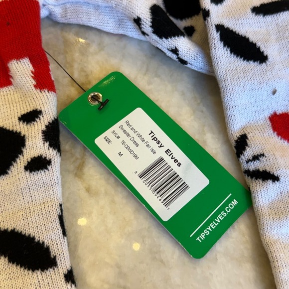 Tipsy Elves Red & White Fair Isle Sweater Dress - Size Medium - NWT - Picture 4 of 9